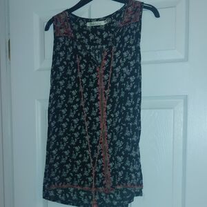Floral Black Sleeveless Top